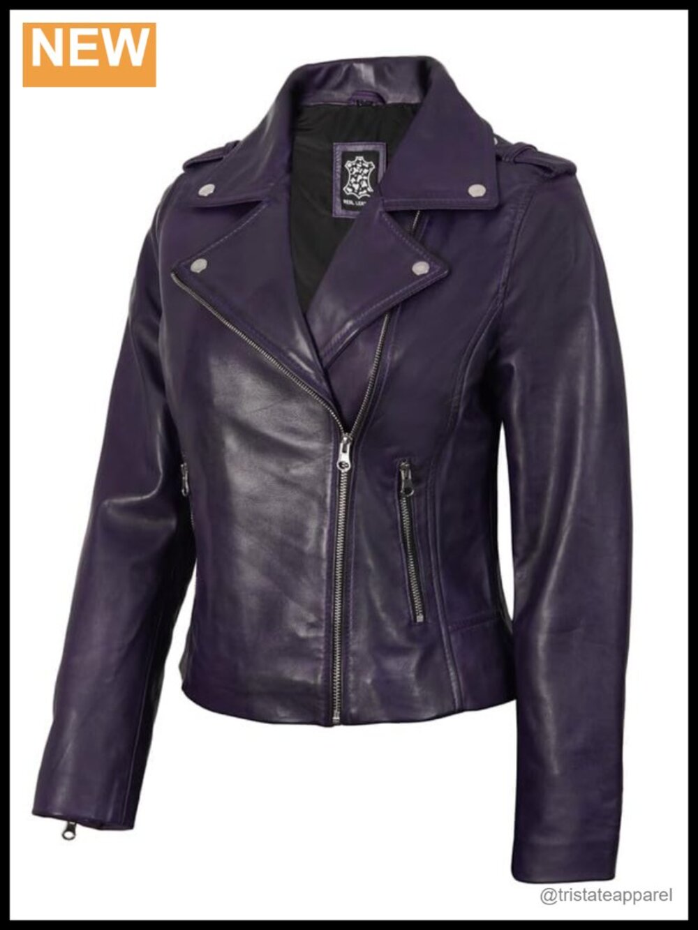 Real Lambskin Asymmetrical Motorcycle Jacket Women Moto Leather Biker Style